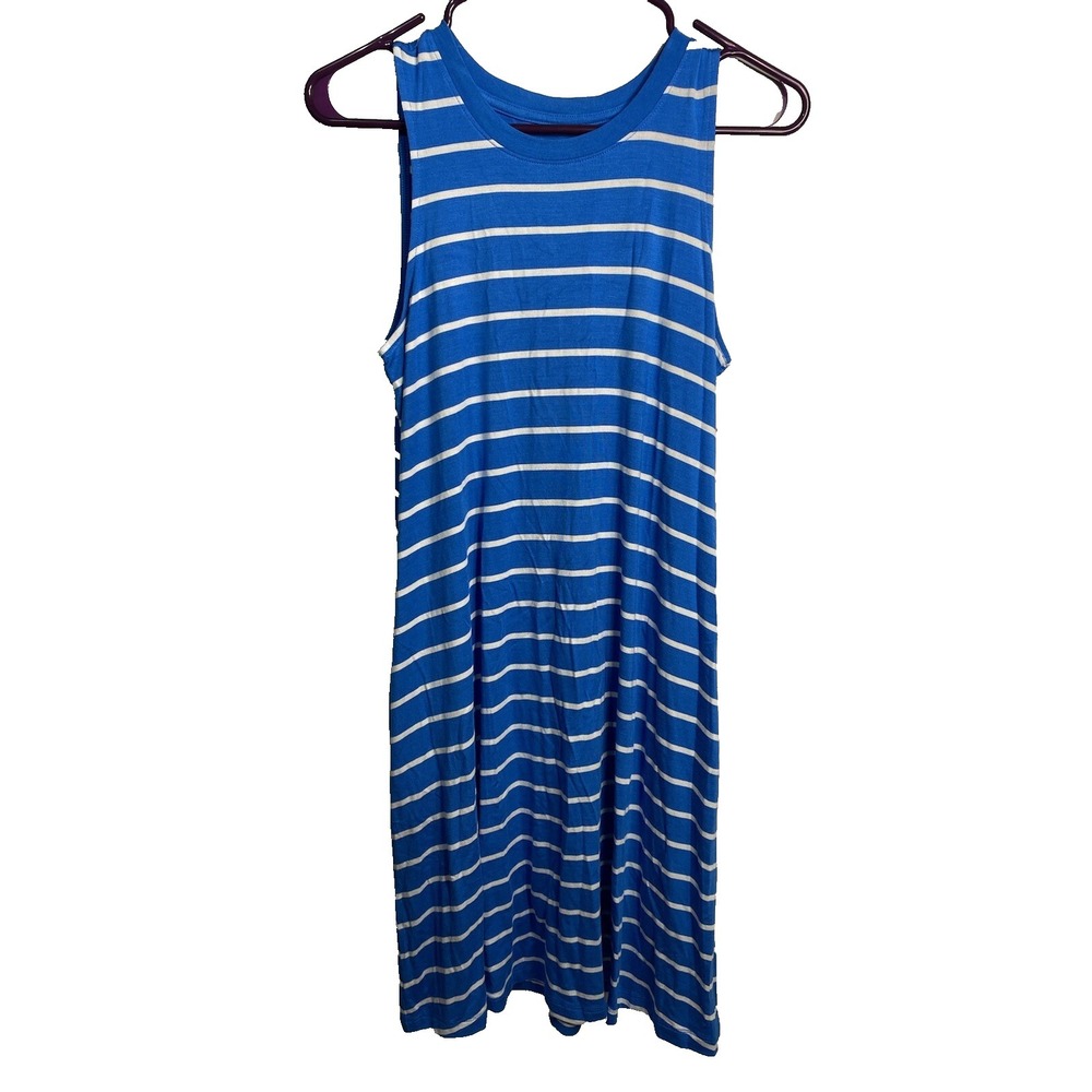 time & tru womens dress size small 4‎ 6 blue tank top sleeveless striped